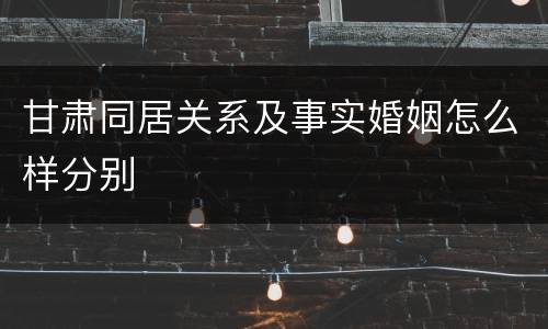 甘肃同居关系及事实婚姻怎么样分别