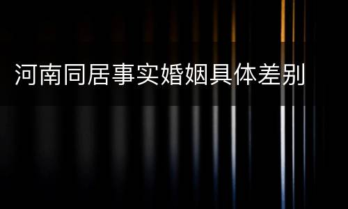 河南同居事实婚姻具体差别