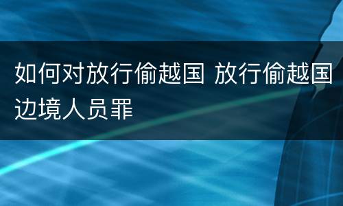 如何对放行偷越国 放行偷越国边境人员罪