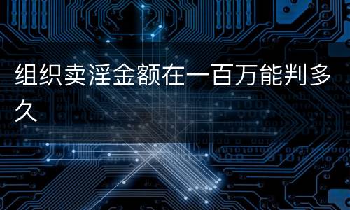 组织卖淫金额在一百万能判多久