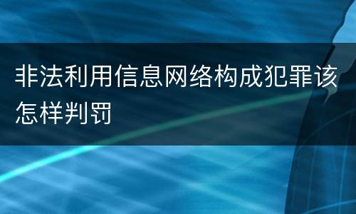 非法利用信息网络构成犯罪该怎样判罚