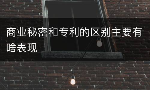 商业秘密和专利的区别主要有啥表现