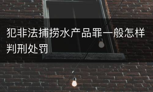 犯非法捕捞水产品罪一般怎样判刑处罚