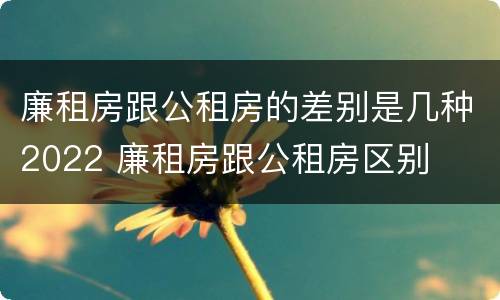 廉租房跟公租房的差别是几种2022 廉租房跟公租房区别