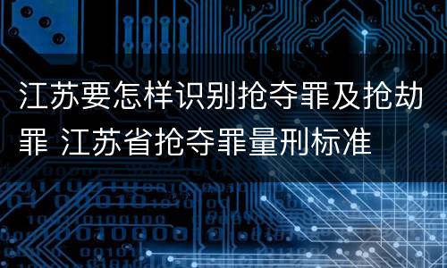 江苏要怎样识别抢夺罪及抢劫罪 江苏省抢夺罪量刑标准