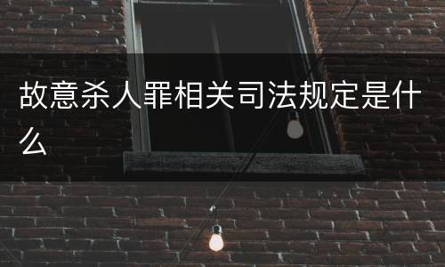 故意杀人罪相关司法规定是什么
