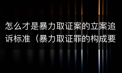 怎么才是暴力取证案的立案追诉标准（暴力取证罪的构成要件）
