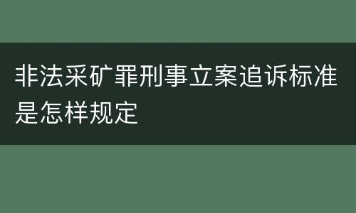 非法采矿罪刑事立案追诉标准是怎样规定