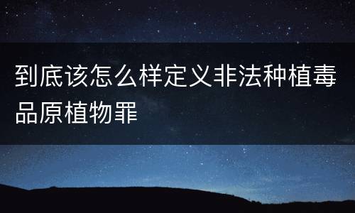 到底该怎么样定义非法种植毒品原植物罪