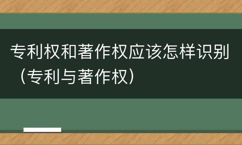 专利权和著作权应该怎样识别（专利与著作权）