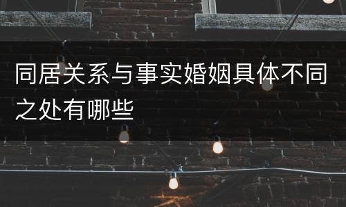 同居关系与事实婚姻具体不同之处有哪些