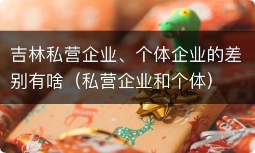 吉林私营企业、个体企业的差别有啥（私营企业和个体）