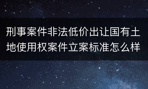 刑事案件非法低价出让国有土地使用权案件立案标准怎么样认定