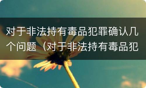 对于非法持有毒品犯罪确认几个问题（对于非法持有毒品犯罪确认几个问题可以解决）