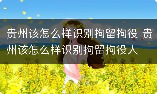 贵州该怎么样识别拘留拘役 贵州该怎么样识别拘留拘役人