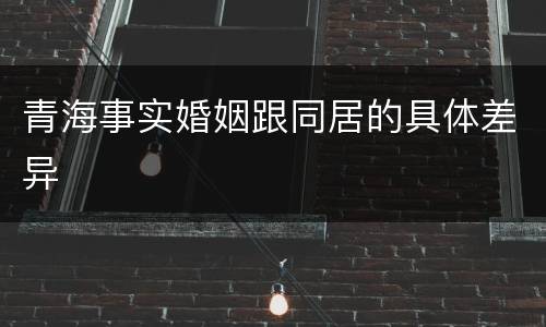 青海事实婚姻跟同居的具体差异