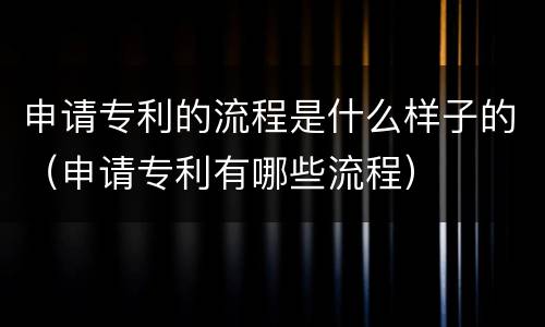 申请专利的流程是什么样子的（申请专利有哪些流程）