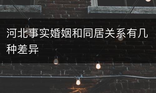 河北事实婚姻和同居关系有几种差异