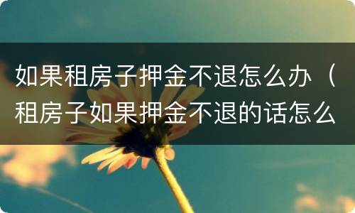 如果租房子押金不退怎么办（租房子如果押金不退的话怎么办）