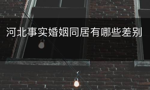 河北事实婚姻同居有哪些差别