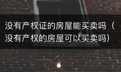 没有产权证的房屋能买卖吗（没有产权的房屋可以买卖吗）