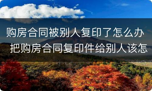 购房合同被别人复印了怎么办 把购房合同复印件给别人该怎么处理
