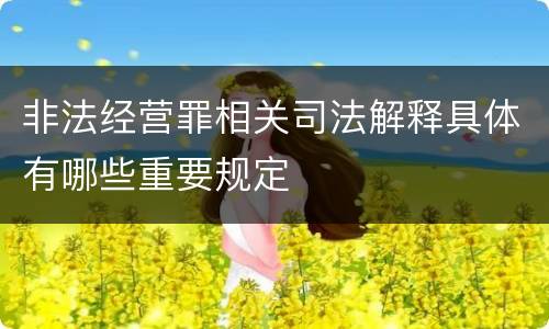 非法经营罪相关司法解释具体有哪些重要规定