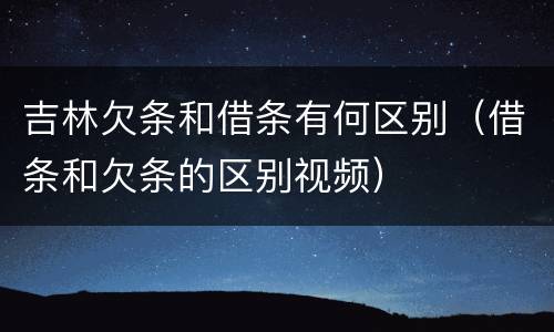 吉林欠条和借条有何区别（借条和欠条的区别视频）