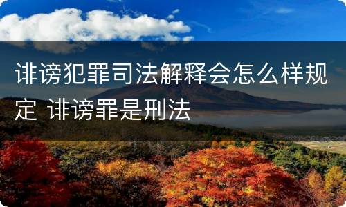 诽谤犯罪司法解释会怎么样规定 诽谤罪是刑法