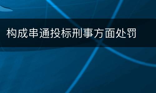 构成串通投标刑事方面处罚