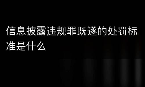 信息披露违规罪既遂的处罚标准是什么