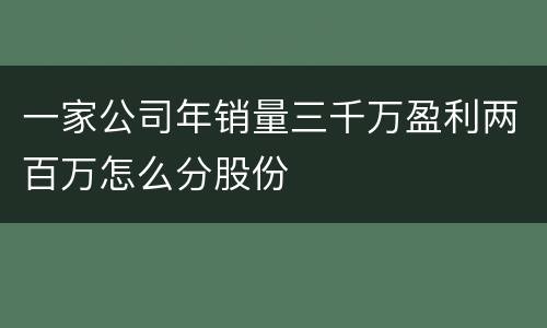 一家公司年销量三千万盈利两百万怎么分股份