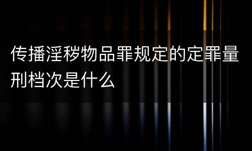 传播淫秽物品罪规定的定罪量刑档次是什么