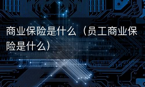 商业保险是什么（员工商业保险是什么）