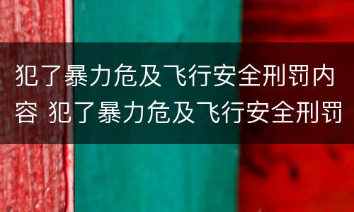 犯了暴力危及飞行安全刑罚内容 犯了暴力危及飞行安全刑罚内容怎么写