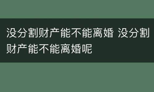 没分割财产能不能离婚 没分割财产能不能离婚呢