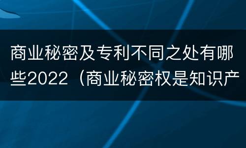 商业秘密及专利不同之处有哪些2022（商业秘密权是知识产权吗）