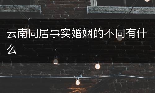 云南同居事实婚姻的不同有什么