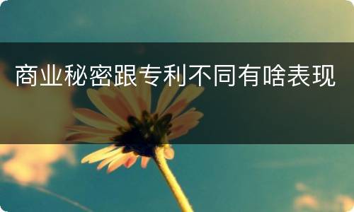 商业秘密跟专利不同有啥表现