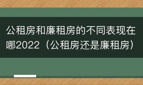 公租房和廉租房的不同表现在哪2022（公租房还是廉租房）
