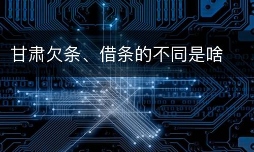 甘肃欠条、借条的不同是啥