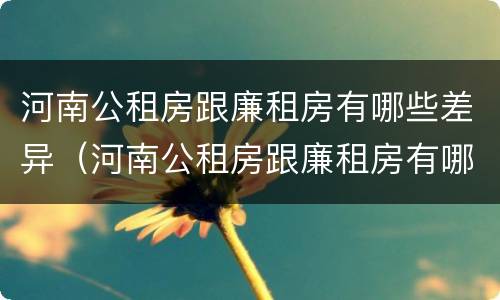 河南公租房跟廉租房有哪些差异（河南公租房跟廉租房有哪些差异点）