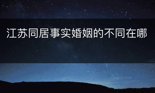 江苏同居事实婚姻的不同在哪