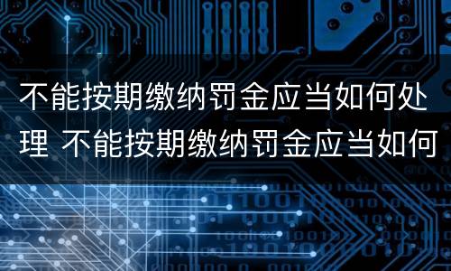不能按期缴纳罚金应当如何处理 不能按期缴纳罚金应当如何处理违章