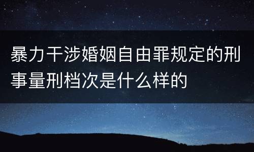暴力干涉婚姻自由罪规定的刑事量刑档次是什么样的
