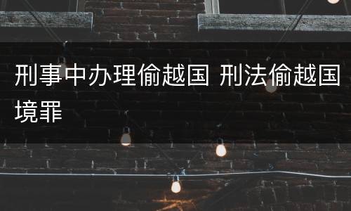 刑事中办理偷越国 刑法偷越国境罪