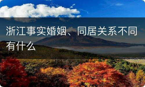 浙江事实婚姻、同居关系不同有什么