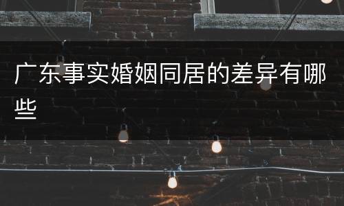 广东事实婚姻同居的差异有哪些