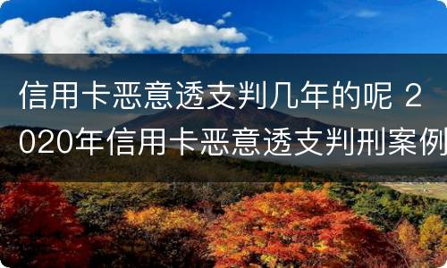 信用卡恶意透支判几年的呢 2020年信用卡恶意透支判刑案例