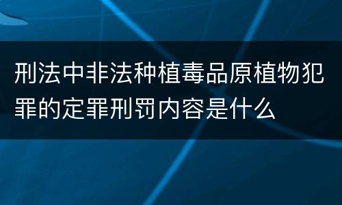 刑法中非法种植毒品原植物犯罪的定罪刑罚内容是什么